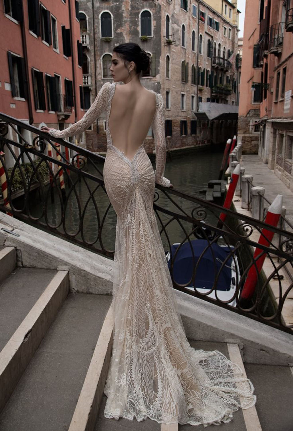 inbal-dror-15-08-lace-mermaid-fit-and-flare-sheath-wedding-dress-with-sleeves-and-low-back-dimitras-bridal-couture-back1